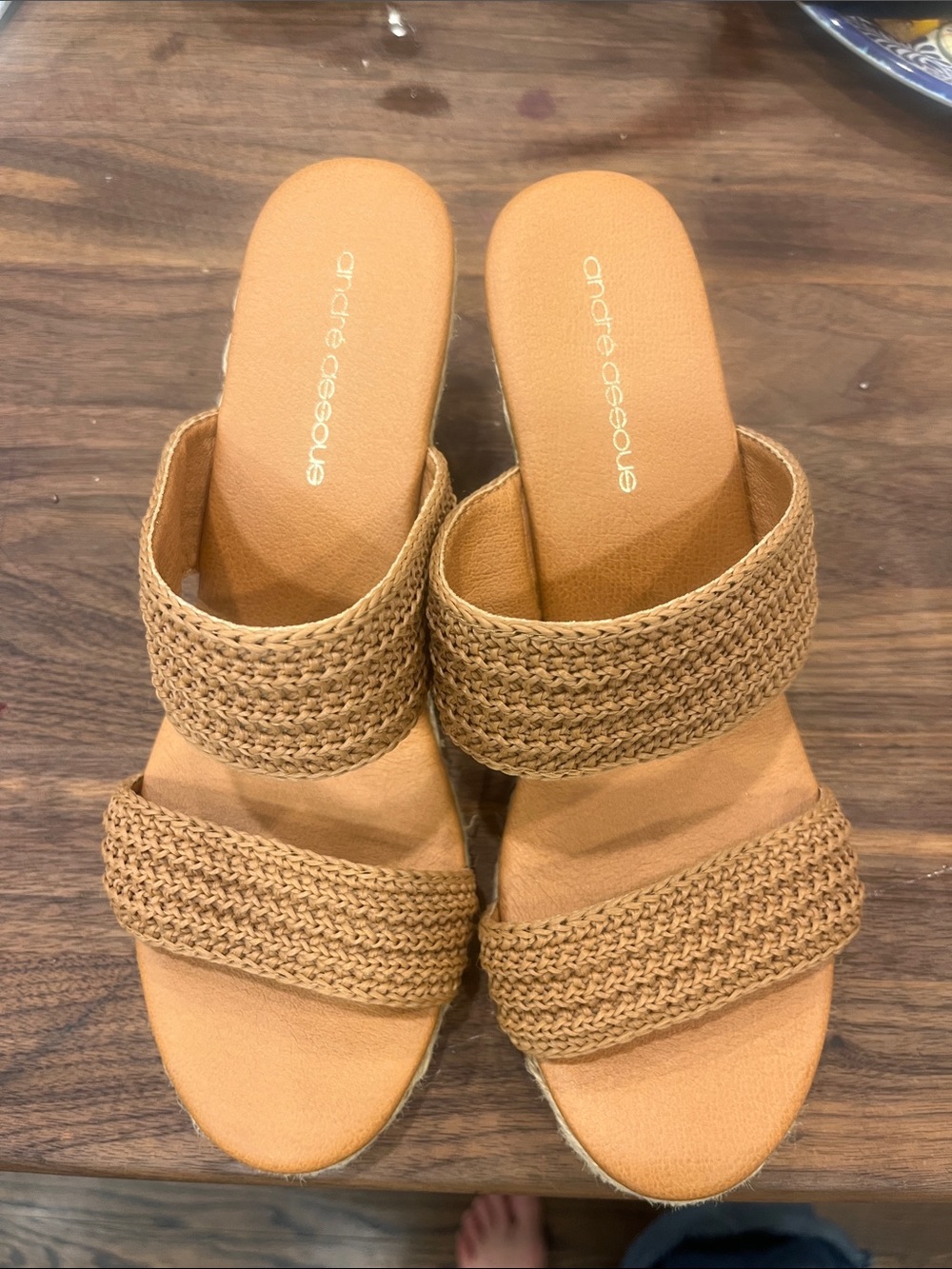 Andre Assous Braided Tan Slide Mules